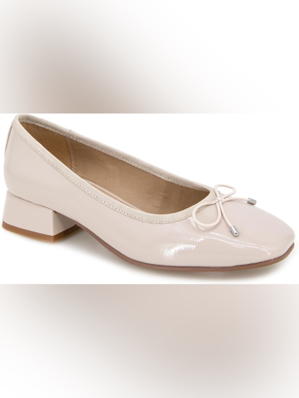 NIB Esprit Denali Shoes Light Taupe Patent Ballet Block Heel Size 8.5 Y2K Retro